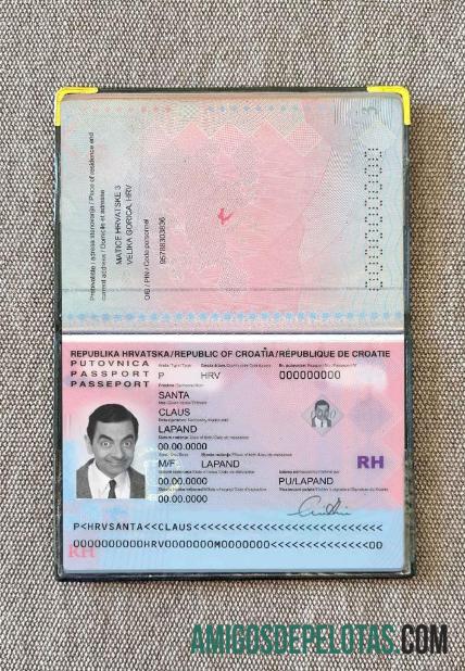 Foto do passaporte da Croácia exemplo real